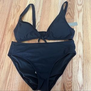 J Crew Black Triangle Bikini with a Bow